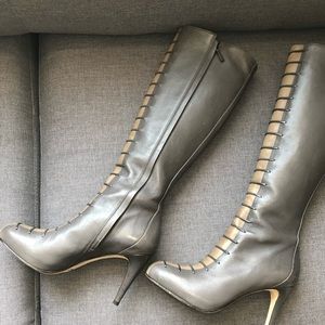 Cole Haan Gray, creme feaux lace up leather boots
